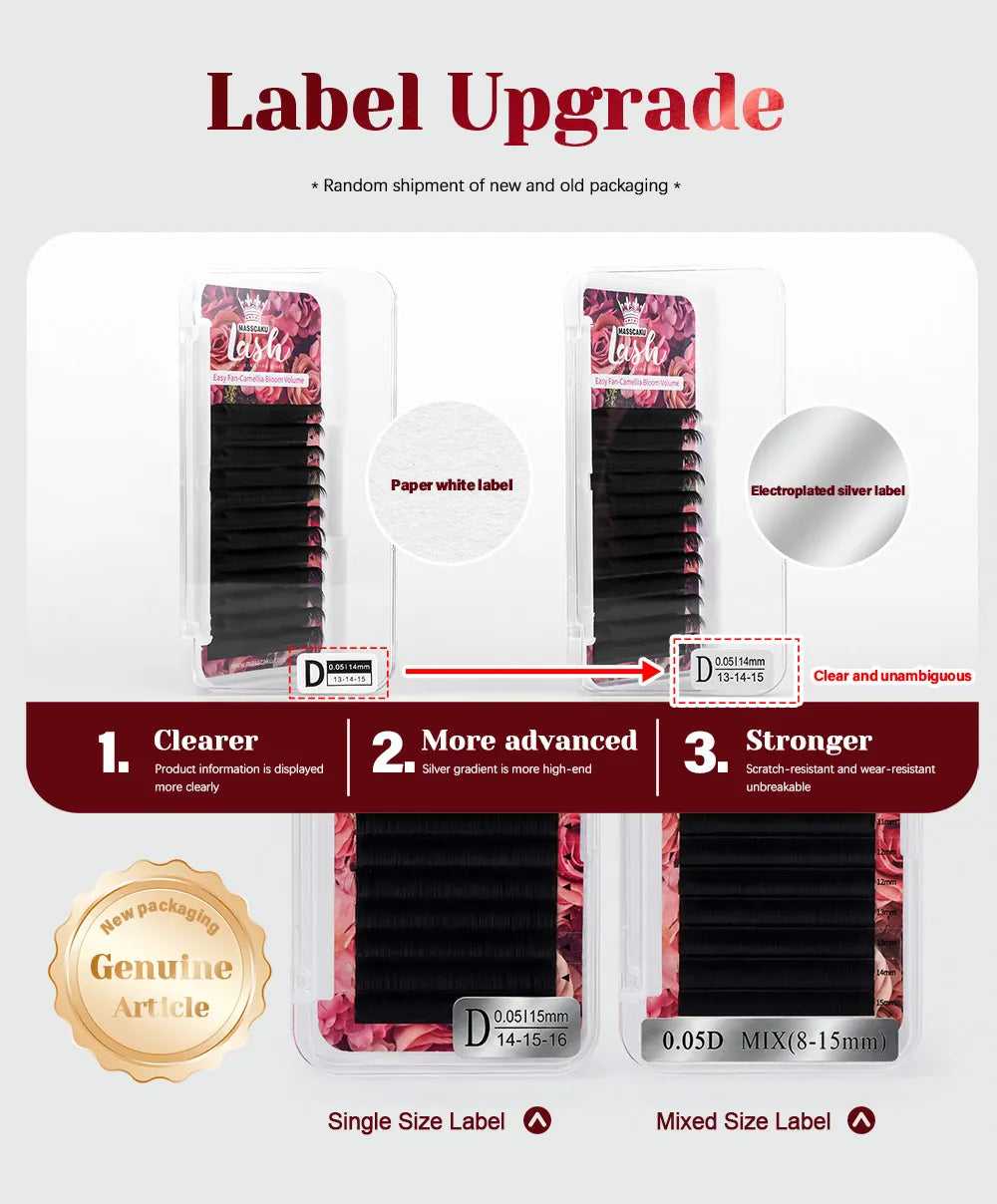 MASSCAKU Easy Fanning Bloom Eyelashes Austomatic Flowering Volume Faux Mink Individual Lashes Thick Natural Eyelash Extension