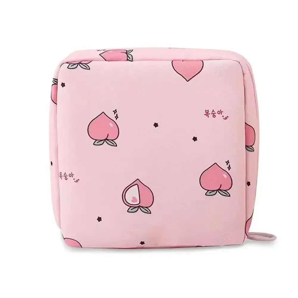 Creative PVC Sanitary Pads Bag Fashion Floral Print Large Capacity Multipurpose Coin Purse Portable Cosmetic Storage Bag