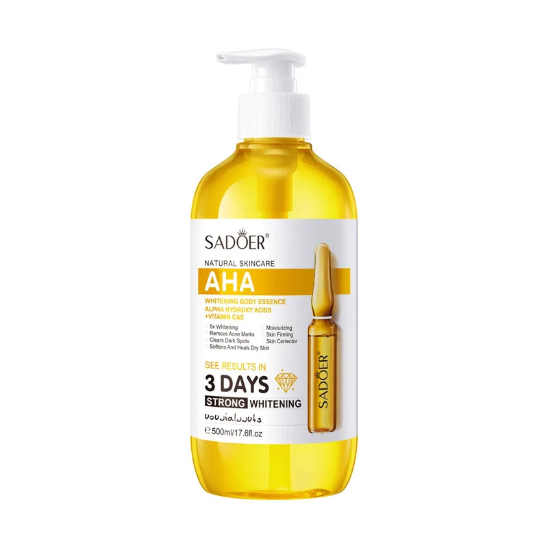 SADOER AHA Whitening Body Essence 500ml Moisturizing Brightening Face Serum Improve Dull Skin Full Body Hydrating Skin Care