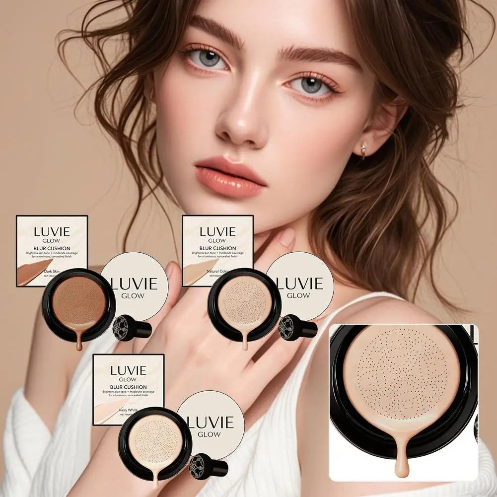 Glow Foundation Mushroom Head Air Cushion CC BB Cream Full Coverage Makeup Foundation Long Lasting Hydrating Even Skin Tone