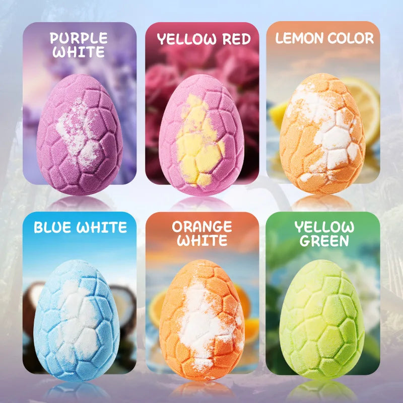 6*100g Dinosaur Egg Bath Salt Ball Essential Oil Bubble Bath Bombs Moisturizing Exfoliating Spa Salts for Shower