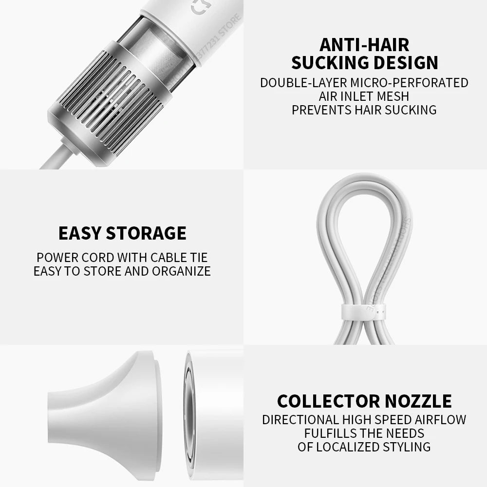 New MIJIA H501 High Speed Anion Hair Dryers Wind Speed 62m/s 1600W 110000 Rpm Professional Hair Care Quick Dryer Negative Ion CN