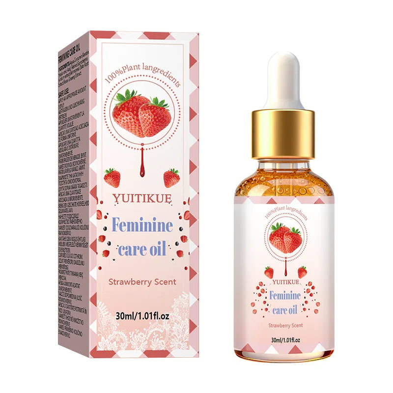 YUITIKUE Strawberry Scent Feminine Care Oil 30ml 100% Natural Plant Extract Gentle Private Area Moisturizing Balancing Body Oil