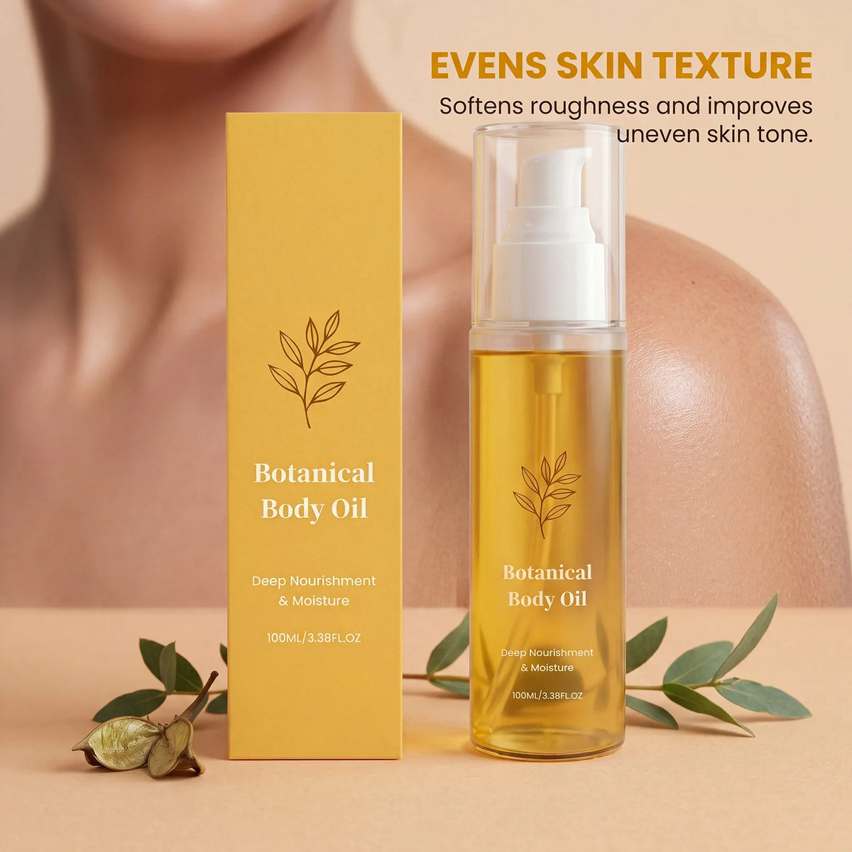 Natural Botanical Body Oil Deep Moisturize Relief Skin Seasonal Dryness Organic Body Oil With Brazil Nut & Passionflower Seed