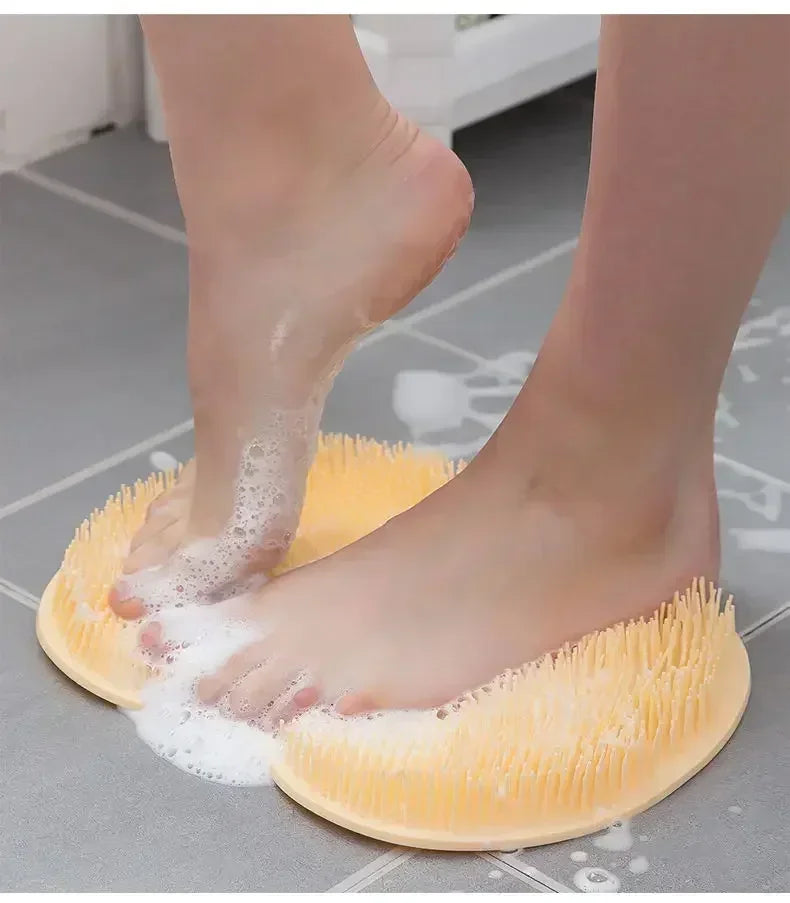 Silicone Rub Back Brush Bathroom Non-slip Wash Foot Pad Massage Shower Mat with Sucker Bath Massage Foot Exfoliating Brush Pad