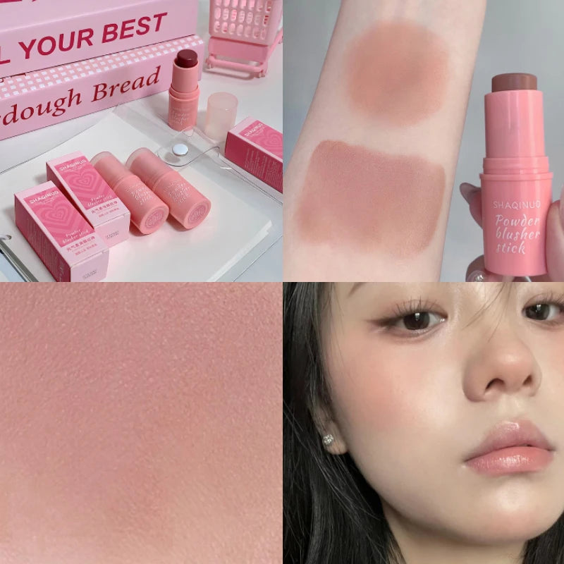 SHAQINUO Energizing Blush Stick - Natural Matte Finish, Creamy Texture, Easy to Blend for a Youthful Glow