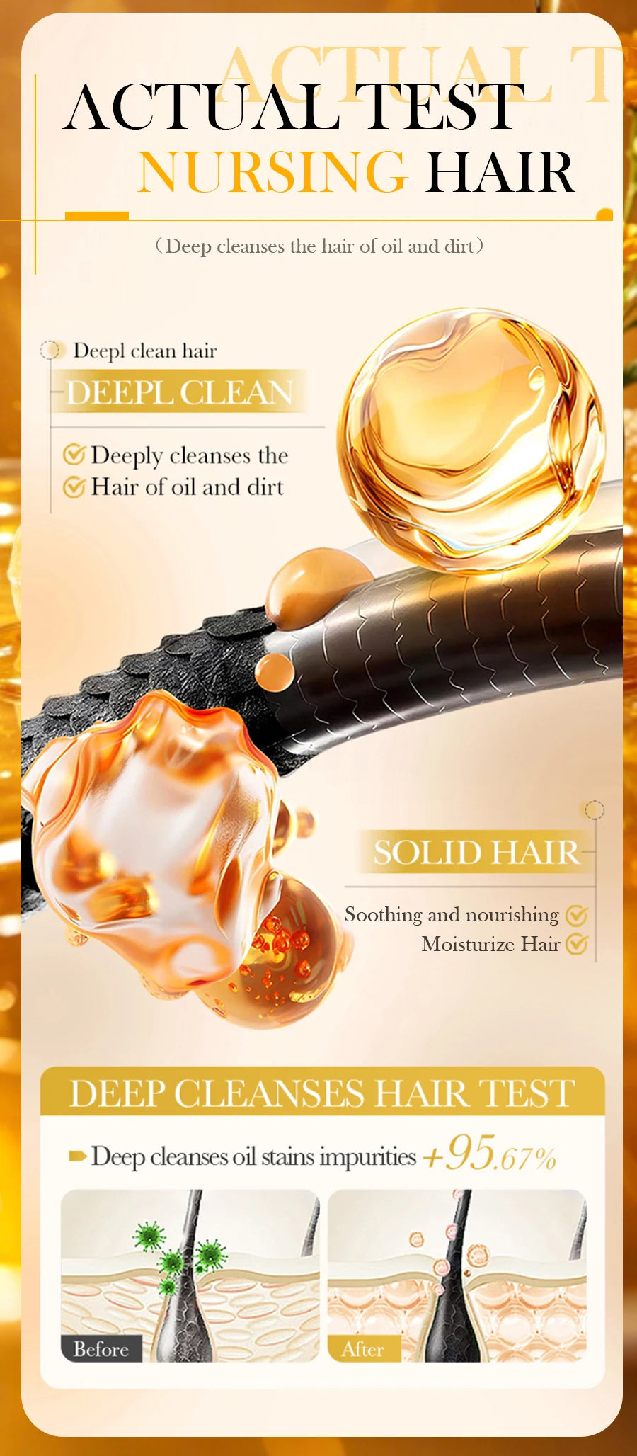 Natural Honey Shampoo Plant Essence Extract Refreshing Shampoo Soft Hair Dandruff and Oil Removal