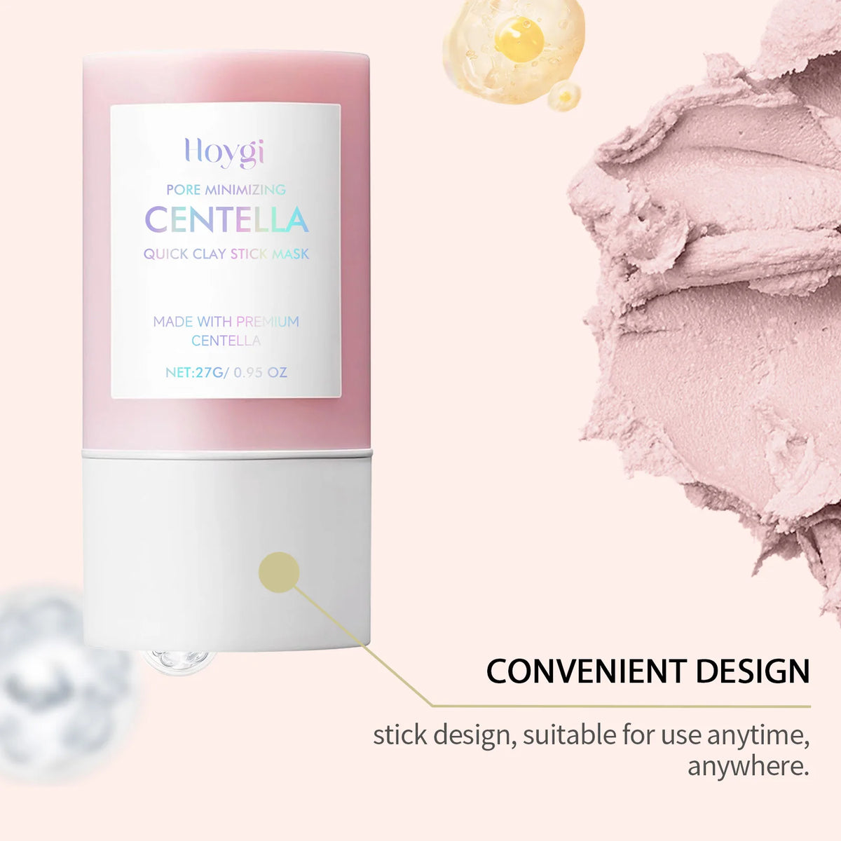 Centella Asiatica Kaolin Clay Mask Stick Quick Deep Pore Cleansing Oil Control Soothing Solid Face Mask Cica Skincare For Sensitive Skin Blackhead Remover Stick K-Beauty Mess-Free Clay Stick For Glowing Glass Skin Travel Size