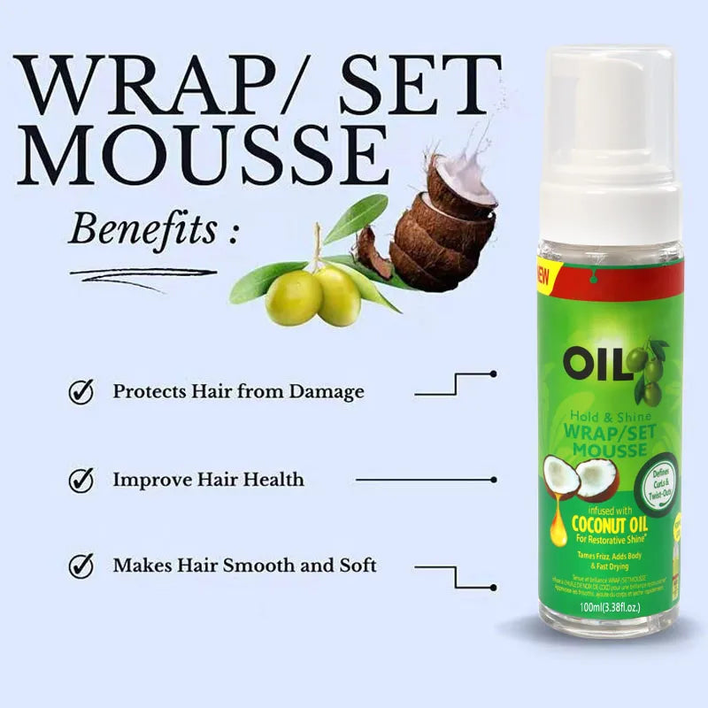 Wrap Foam Wrapping Lotion Hair Mousse Strong Hold Setting Lotion Hair Moisturizing Curl Mousse Natural Hair Hold & Shine Mousse
