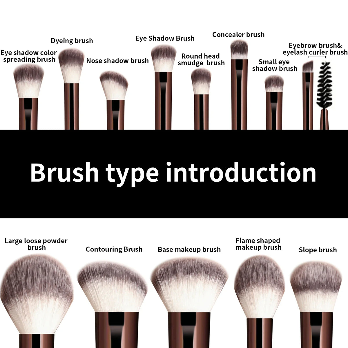 Soft Bristle Kabuki Blending Makeup Brush Set 13Pcs Foundation Eyeshadow Blush Cosmetic Tool Professional Salon Daily Facial Makeup Supply