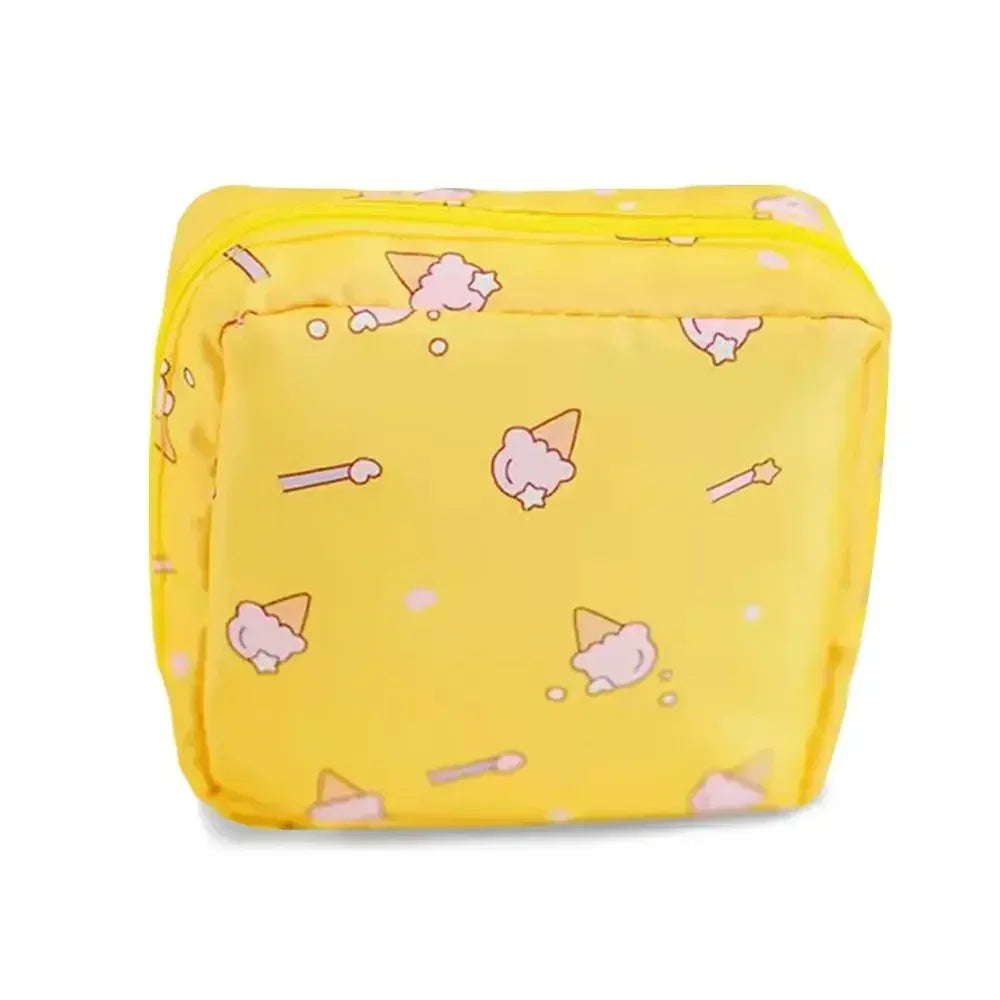 Creative PVC Sanitary Pads Bag Fashion Floral Print Large Capacity Multipurpose Coin Purse Portable Cosmetic Storage Bag
