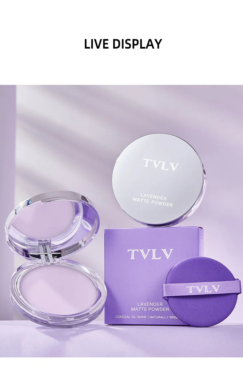 Lavender Pressed Powder Matte Powder Lasting Oil Control Full Coverage Face Compact Setting Powder Makeup Foundation Cosmetics