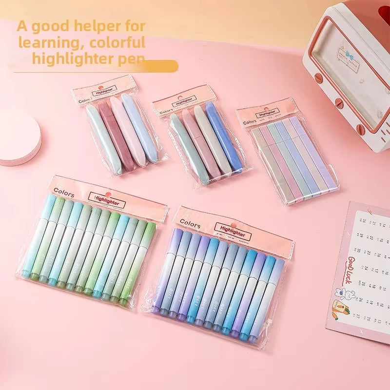 12pcs/set Pastel Color Highlighter Kawaii Stationery Color Marker School Supplies Student Marker Highlighter JapaneseStationery