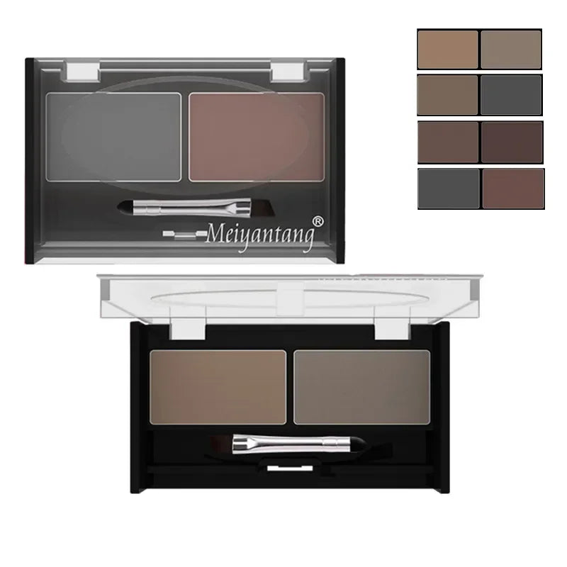 Professional Brand Eyeshadow Makeup 2 Color Waterproof Eyebrow Powder Eye Shadow Eye Brow Palette + Brush Eyebrow Enhancer