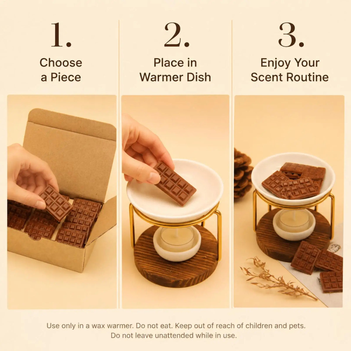 Strong Scent Wax Melts Chocolate Shape, Long Lasting Scented Wax Cubes for Home Fragrance, Bedroom Living Room Decor Gift