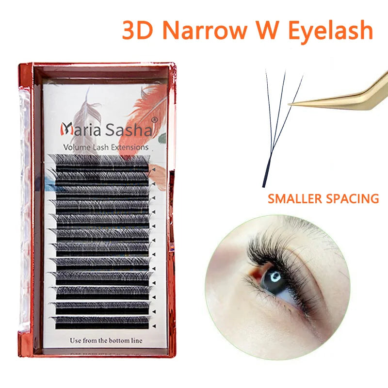 MARIA 3D Narrow W Shape Eyelashes Hand Premium lashes Soft Light Natural Lashes Extension Supplies Makeup Mesh Net Cross Lash