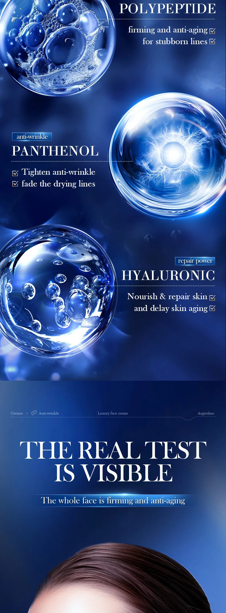 Caviar Firming Face Cream Deep Hydrating Soften Lifting Fine Lines Around Eyes  Area Boost Skin Elasticity Moisturizer Skin Care
