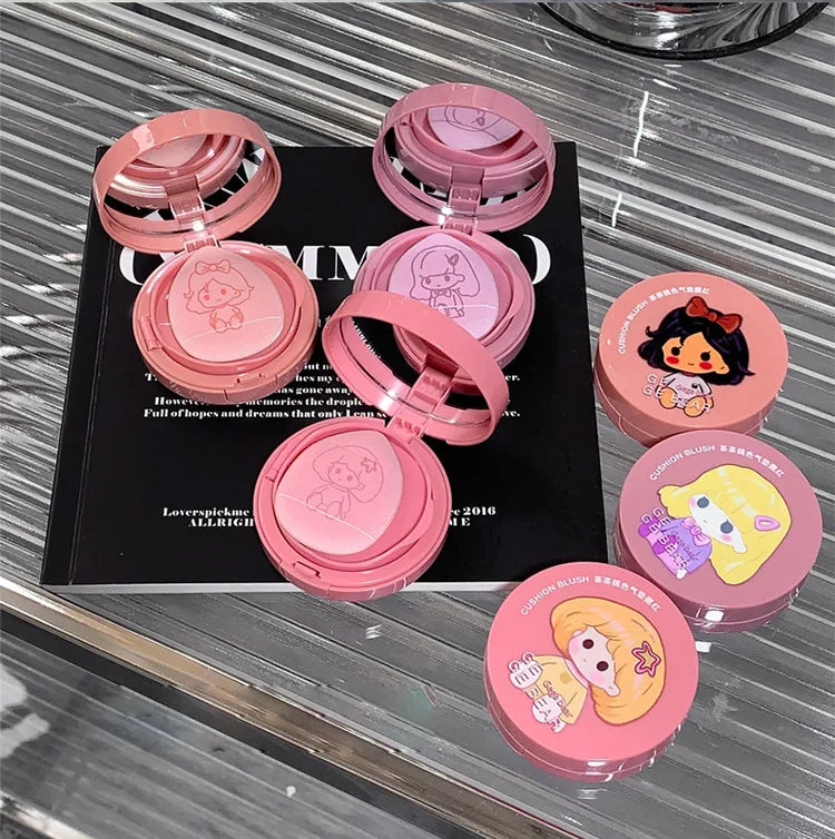 Cushion Blush Blendable Shade with Powder Puff Whitening without Sticking Long Lasting Gege Bear Makeup Blusher