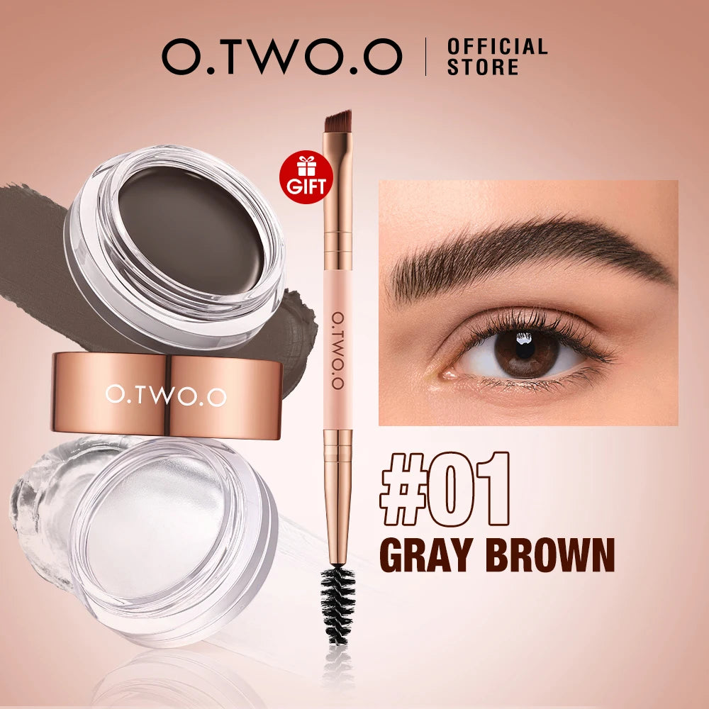 O.TWO.O Eyebrow Pomade Brow Gel Wax 2 IN 1 Waterproof Long Lasting Creamy Texture Eye Brow Tint Enhancers Cosmetics Makeup