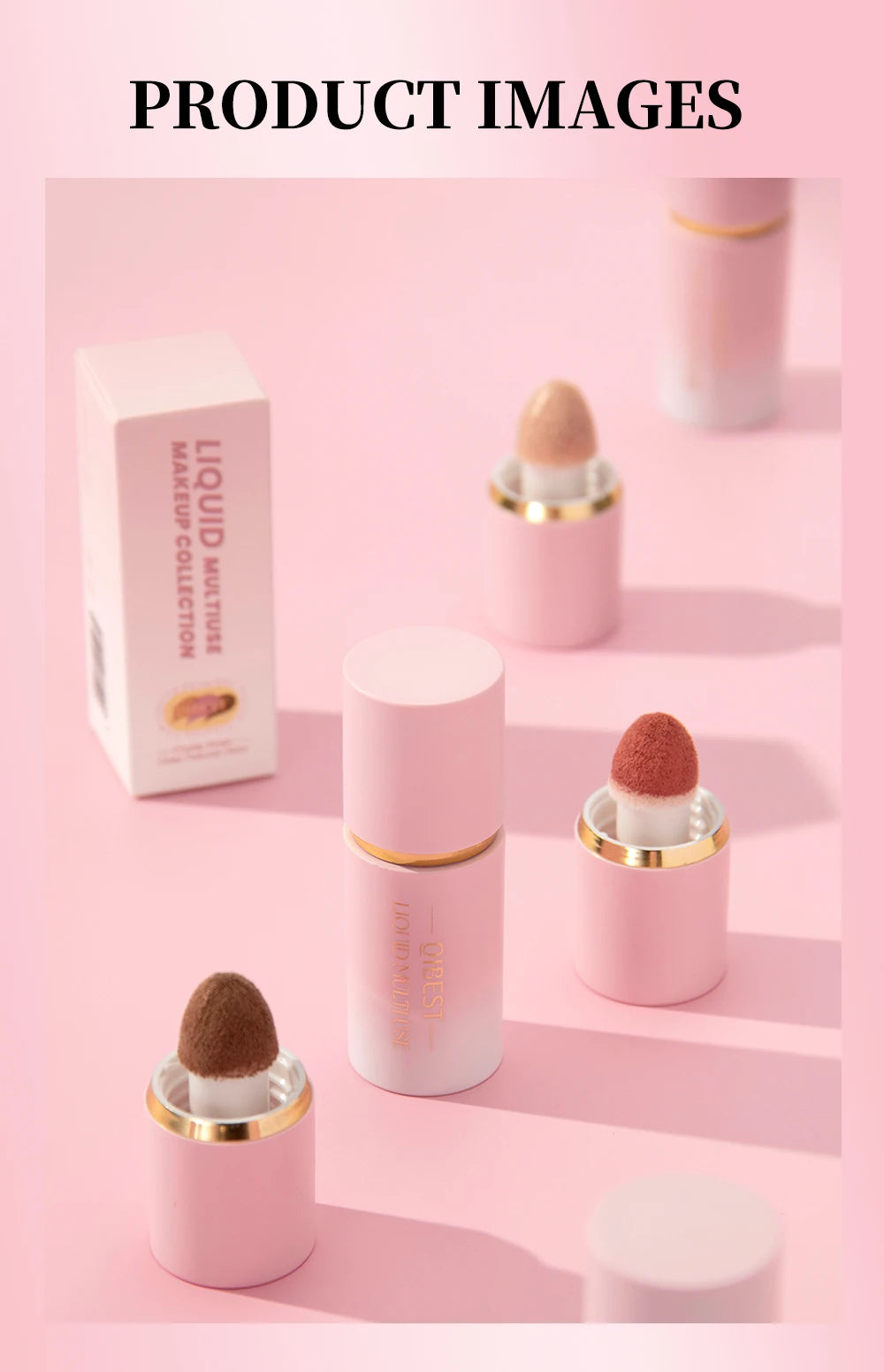 QIBEST Matte Face Liquid Blusher Smooth Cheek Eye Blush Highlighter Multi-Use Stick Rouge Lasting Liquid Contour Bronzer Makeup