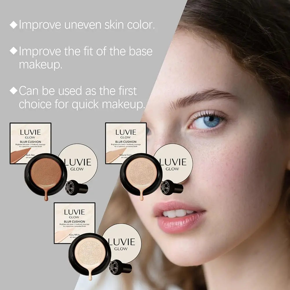 Glow Foundation Mushroom Head Air Cushion CC BB Cream Full Coverage Makeup Foundation Long Lasting Hydrating Even Skin Tone