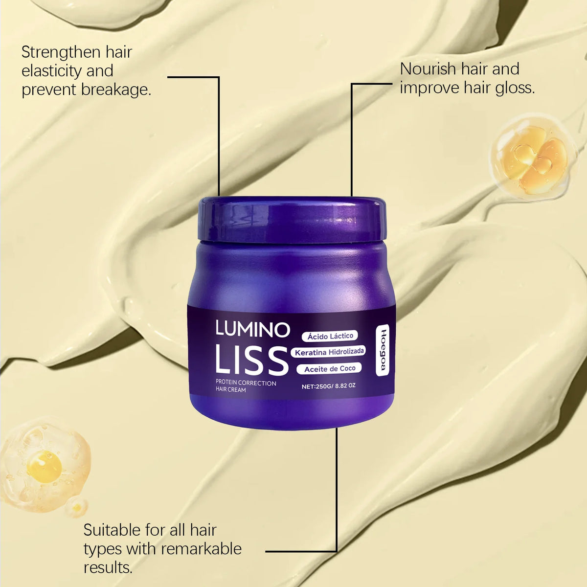 Moisturizing Hair Cream for Straightening Hair Treatment for Very Dry and Damaged Hair Repair Anti Frizz Keratin Hair Mask 250g