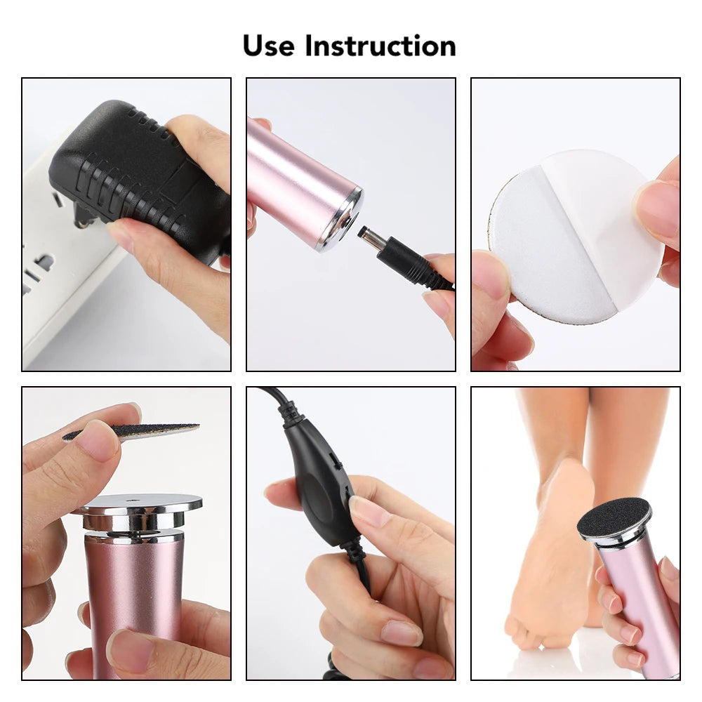 Electric Foot Callus Remover Foot Care File Heels Dead Skin Pedicure Tool Electronic Foot Grinder and Replacement Sandpaper