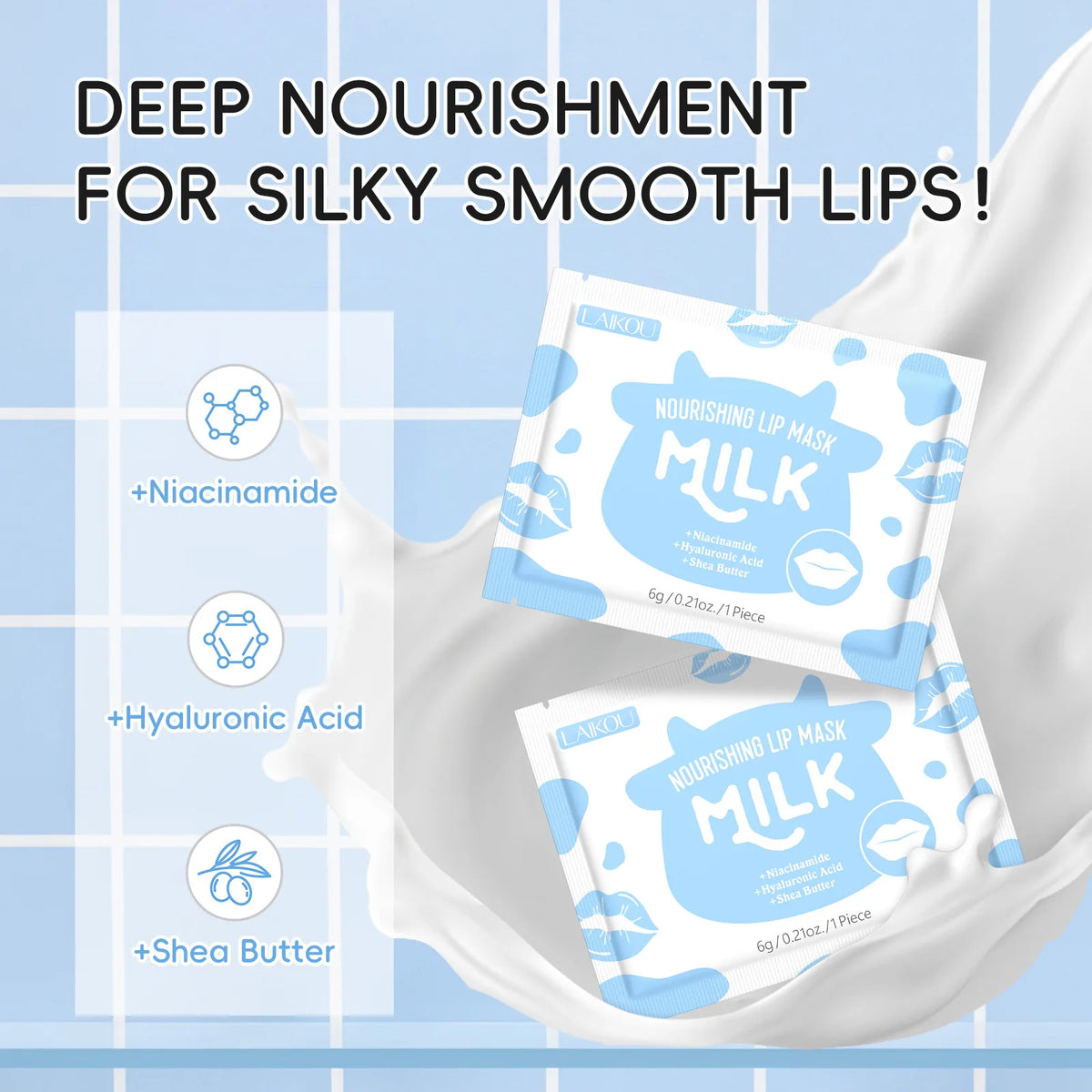 LAIKOU 5/10pcs Lip Mask Lip Care Moisturizing Hydrating Repair Lighten Lip Lines  Gel Patch Lips Pad Patches Care Products
