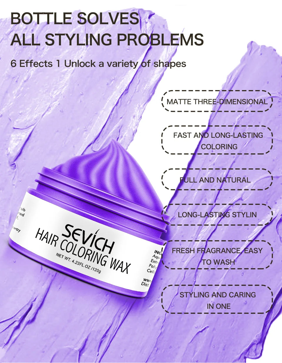 SEVICH 120g Hair Colour Wax Easy To Wash DIY Hairs Dyed Mud Dye for Eyebrow Beards Coloring Styling Temporary Hair Colour Cream