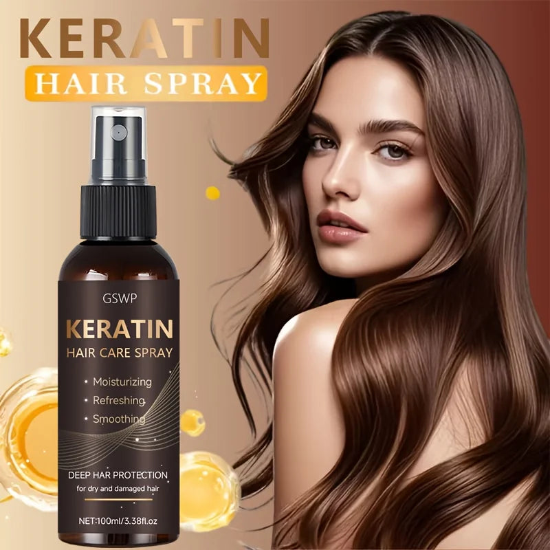GSWP Keratin Hair Spray Contains Castor Oil and Argan Oil, Quickly Absorbed, Moisturize Hair, Leave It Non-Greasy. 100ml