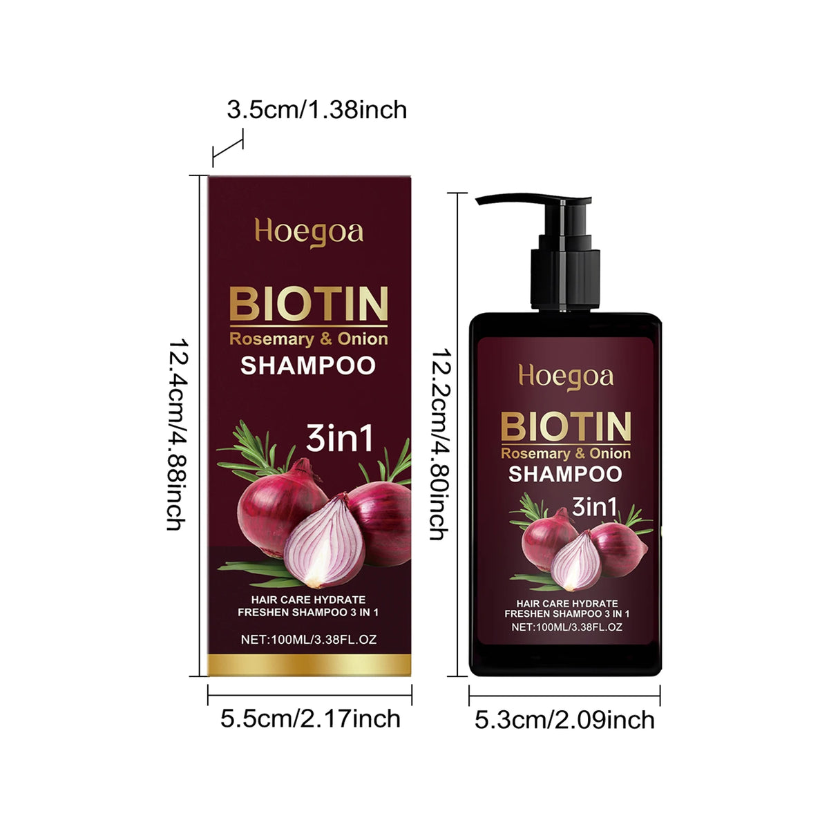 Red Onion Rosemary Shampoo Anti Hair Loss Repair Damaged Frizz Deep Cleansing Oil Control Thickening Hair Growth Shampoo