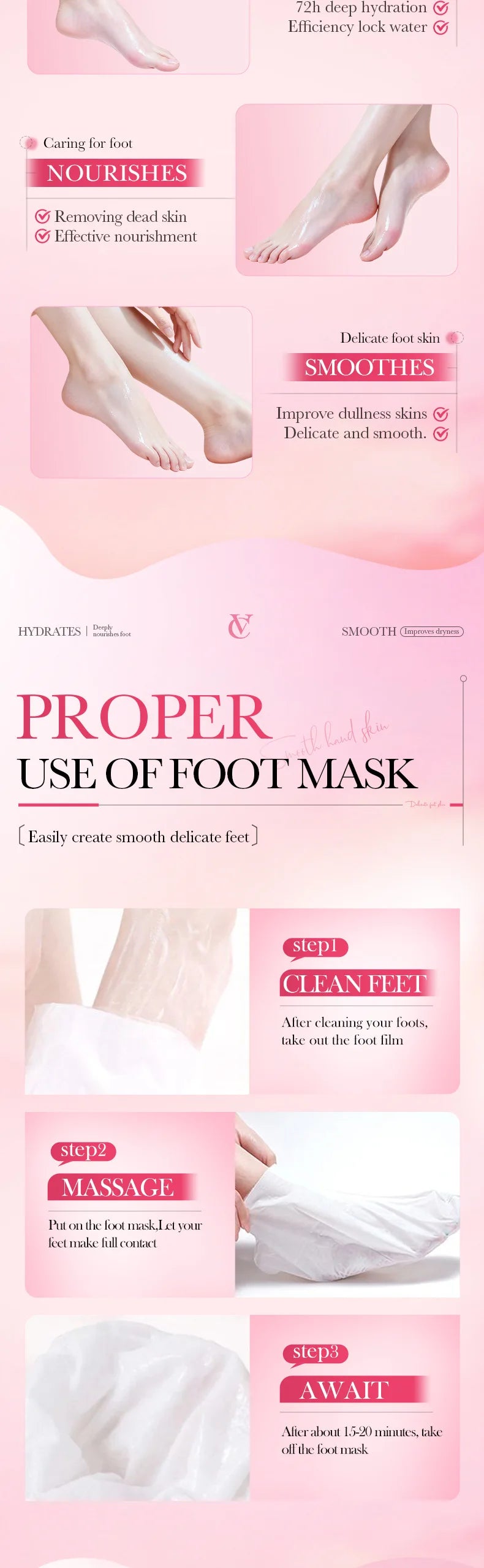 5 Pairs SADOER Strawberry Foot Mask Moisturizing Whitening Foot Peeling Mask Exfoliating Feet Spa Pedicure Exfoliant Skin Care