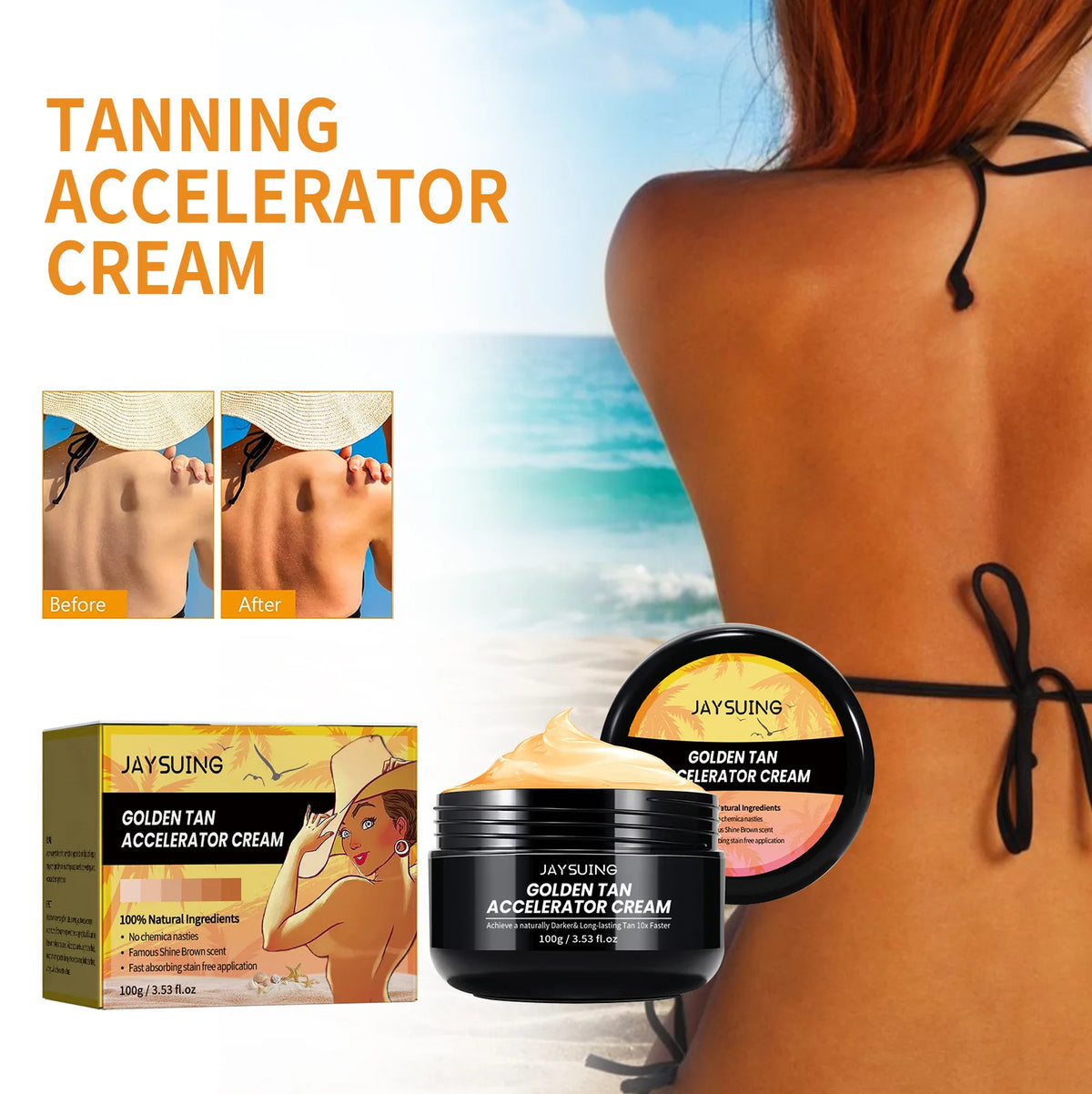 Summer Body Tanning Cream Long Lasting Bronzer Fake Tan Nourishing Sunbeds Sunless Booster Outdoor Beach Self-tanning Lotion