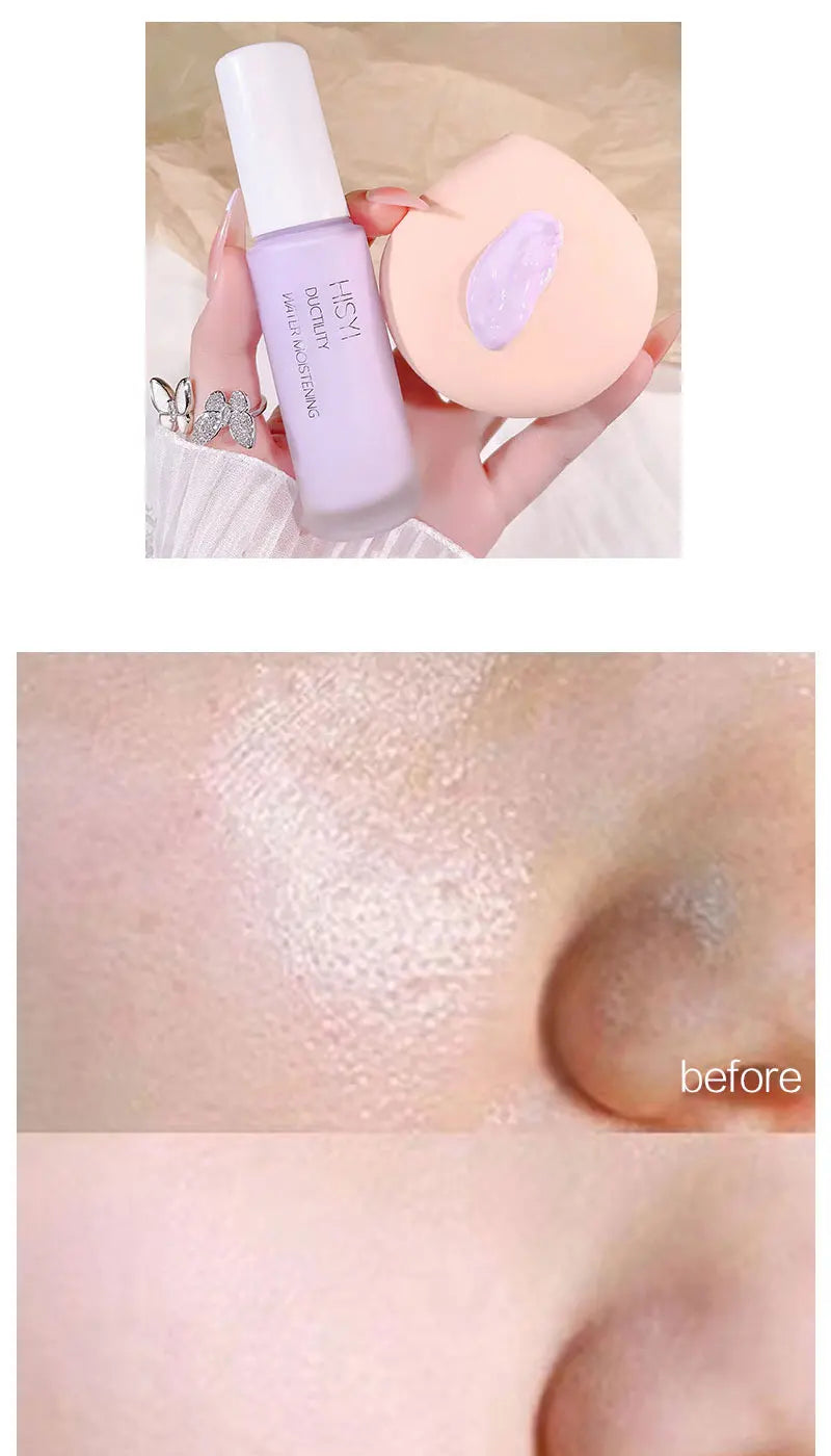 Silky and clear primer, natural cream to brighten and prevent makeup from coming off easily, foundation liquid,