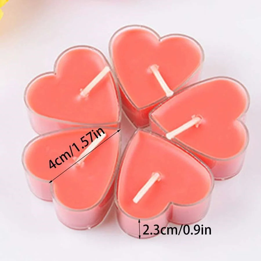 9pcs Heart-shaped Scented Tea Candles Valentine's Day Romantic Love Candle Proposals Wedding Anniversary Decorative Candle