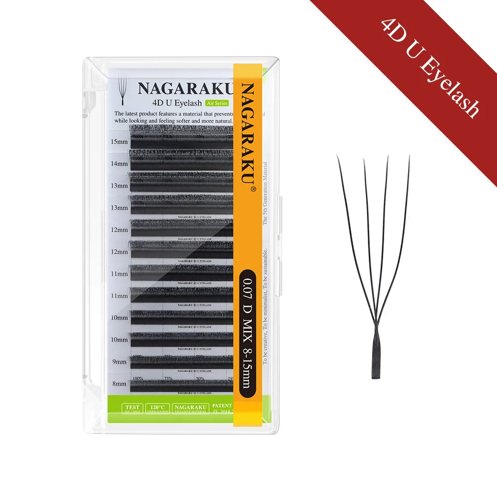 NAGARAKU U-Shaped 3D 4D 5D Lashes Extensions Natural Soft U Lashes Premium Mink Brazilian Cilios Mink False Eyelashes
