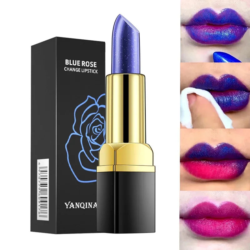 YANQINA Blue Temperature Color Changing Lipstick Waterproof Long-Lasting Non-Fading Non-Transfer Moisturizing Lip Stain Tinted