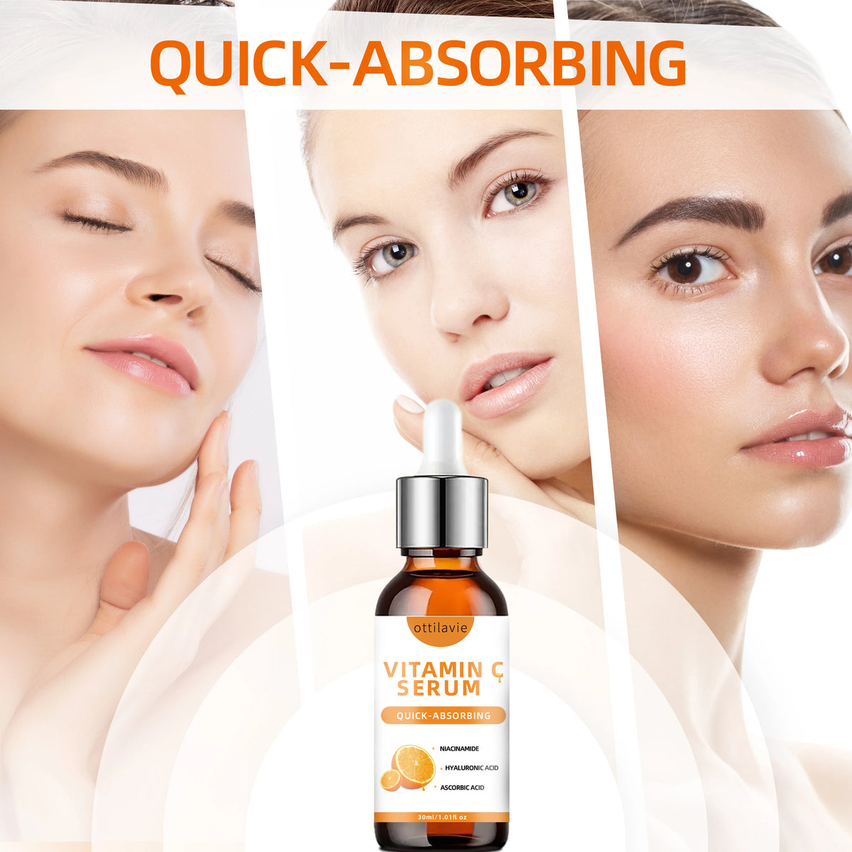 Vitamin C Serum with Hyaluronic Acid – Fast-Absorbing, Deep Hydration, Non-Greasy, 24-Hour Nourishment for Instant Glowing Skin