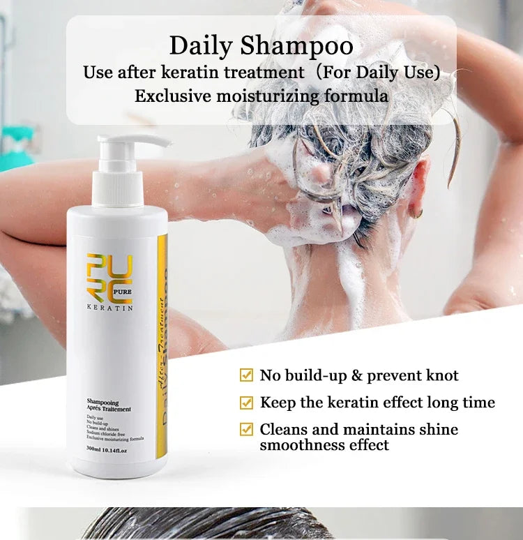 PURC Daily Shampoo Hair Scalp Cleaning Treatment Keratin Post-straightening Shampoo 300ml