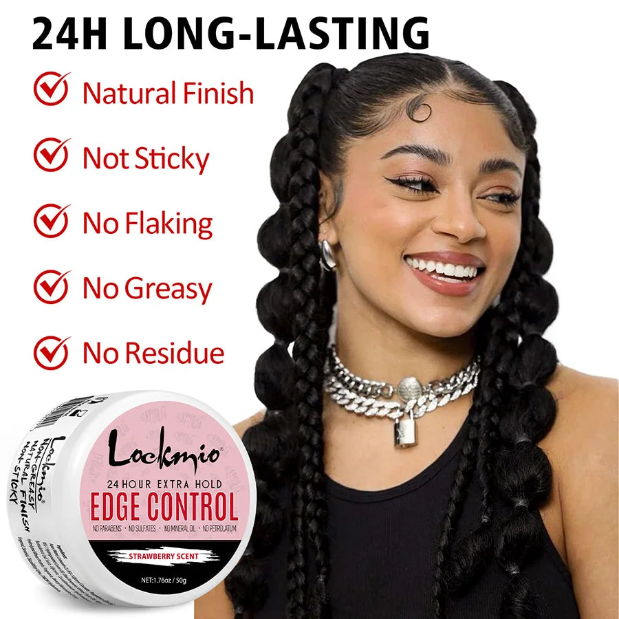 LOKMIO 50g Edge Control 24 Hour Extra Hold Hair Gel Pomade Broken Hair Finishing Styling Cream Smooth Anti-Frizz Wax