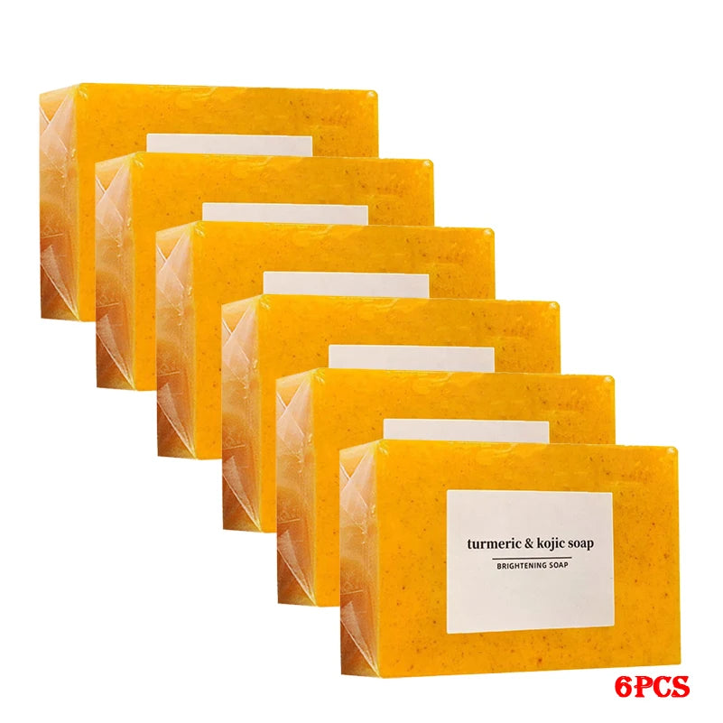1/2/4/6Pcs Turmeric Kojic Acid Handmade Soap Scrub for Exfoliation, Moisturizing, Deep Cleansing, Spot Removal, Acne Removal