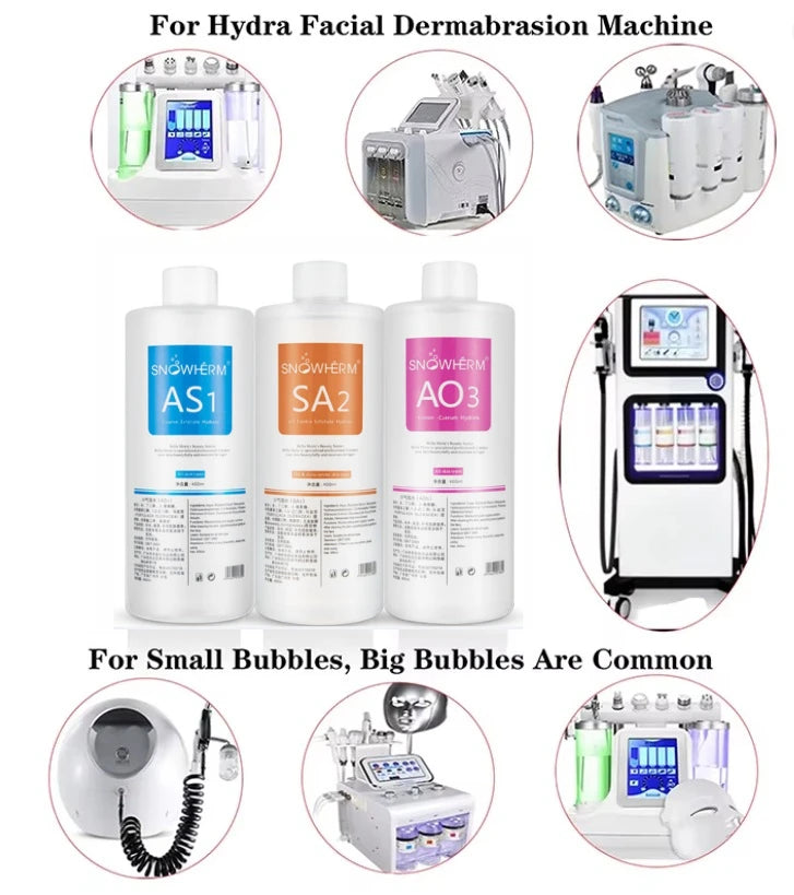 400ml AS1 SA2 AO3 Aqua Peel Solution for Facial Machine Skin Deep Cleaning with Replenish Water & Exfoliating Face Serum