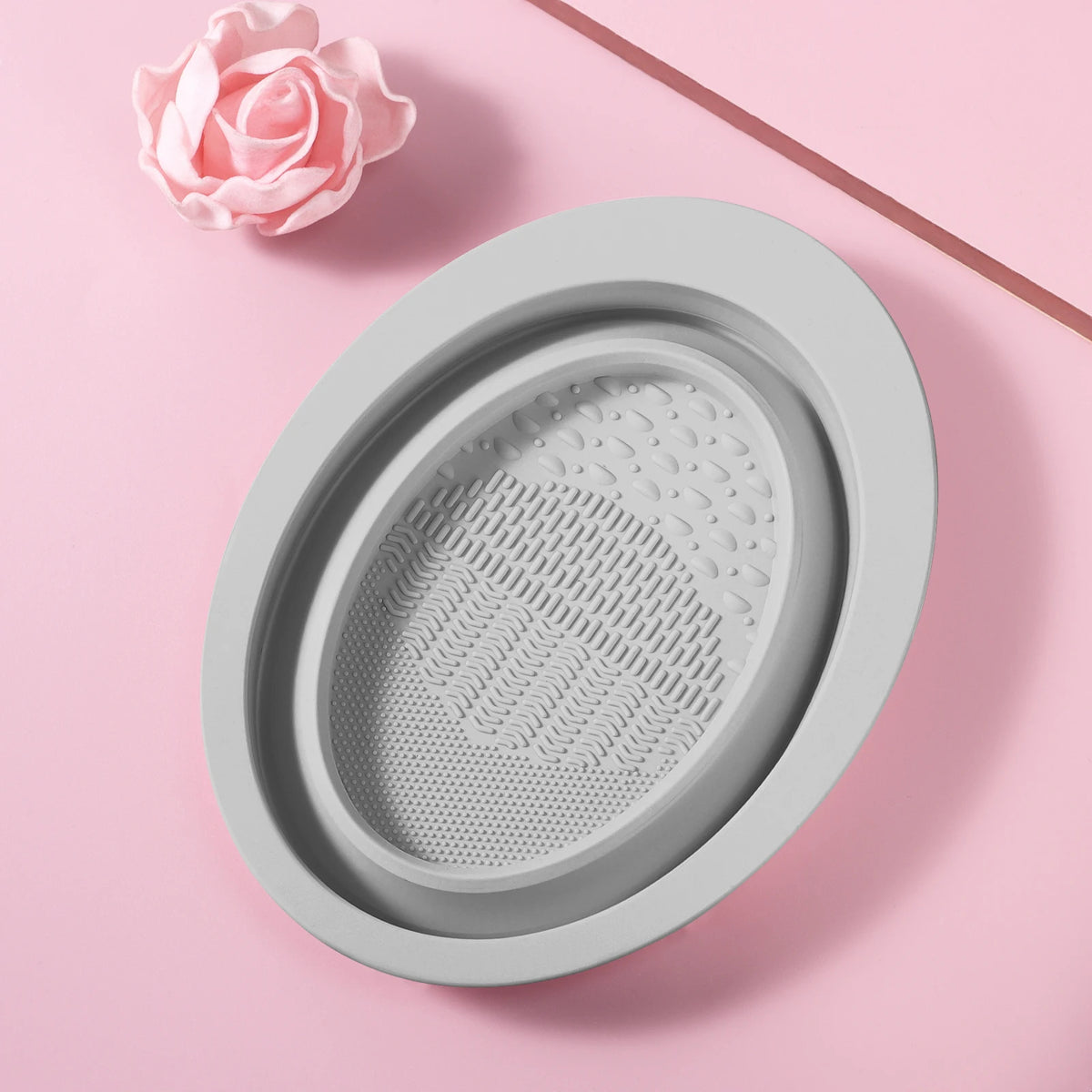 Makeup Brush Cleaning Tool,1pcs Silicone Brush Cleaner Pad Foldable Portable Cleaning Bowl For Makeup Brushes