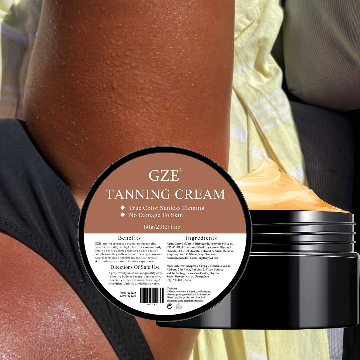 GZE Summer Skin Self Tanning Cream Sunless Self Tanner For Face Body For Natural Glow Body Bronzer Easy Use Bronzing Lotion 80g