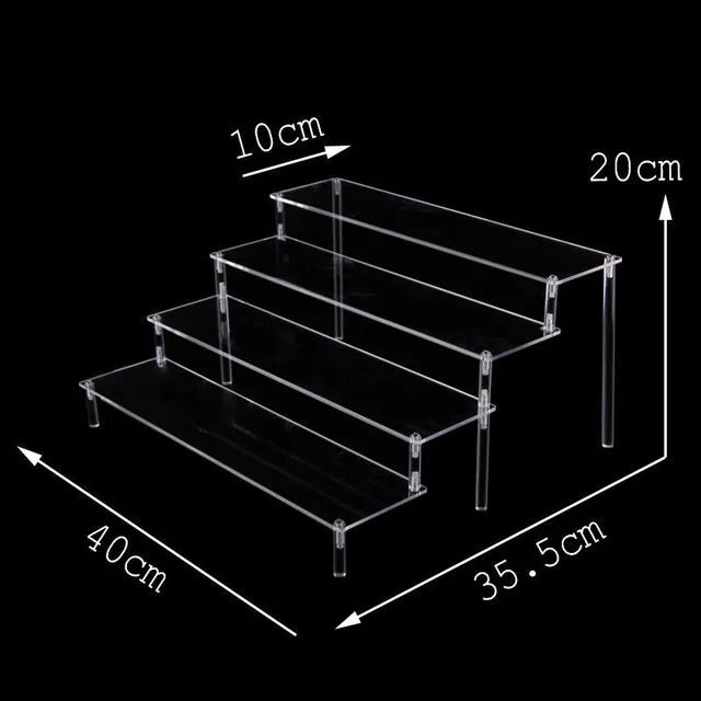 Acrylic Riser Display Shelf,3 Tier Display Stand for Amiibo Funko POP Figures,Cupcake Perfume Organizer Makeup Collection Doll