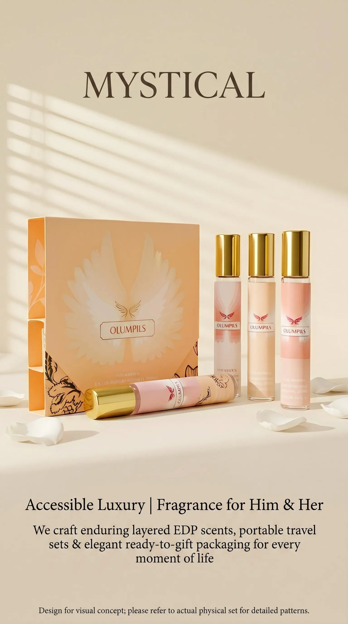 MYSTICAL Eternal Aura 4pcs Women's Perfume Set, Long Lasting EDP Fragrance Discovery Kit for Romantic Dates, Office & Self-Care, Creamy Vanilla, Elegant Rose & Gourmand Scents, 0.68oz X 4 Travel Sampler, Luxury Beauty Gift Se