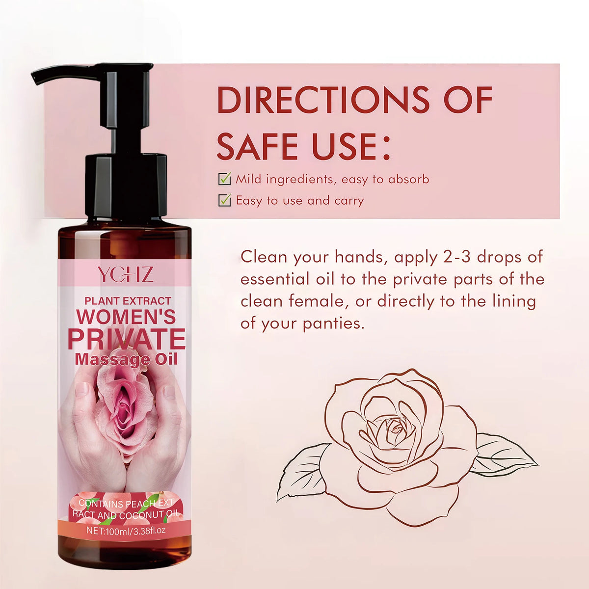 Women's Intimate Massage Oil - Long-Lasting Fragrance, Deeply Moisturizing, Gentle and Non-Irritating, Suitable for All Skin Types, Coconut Scent, Mood-Enhancing, Perfect Gift for Women