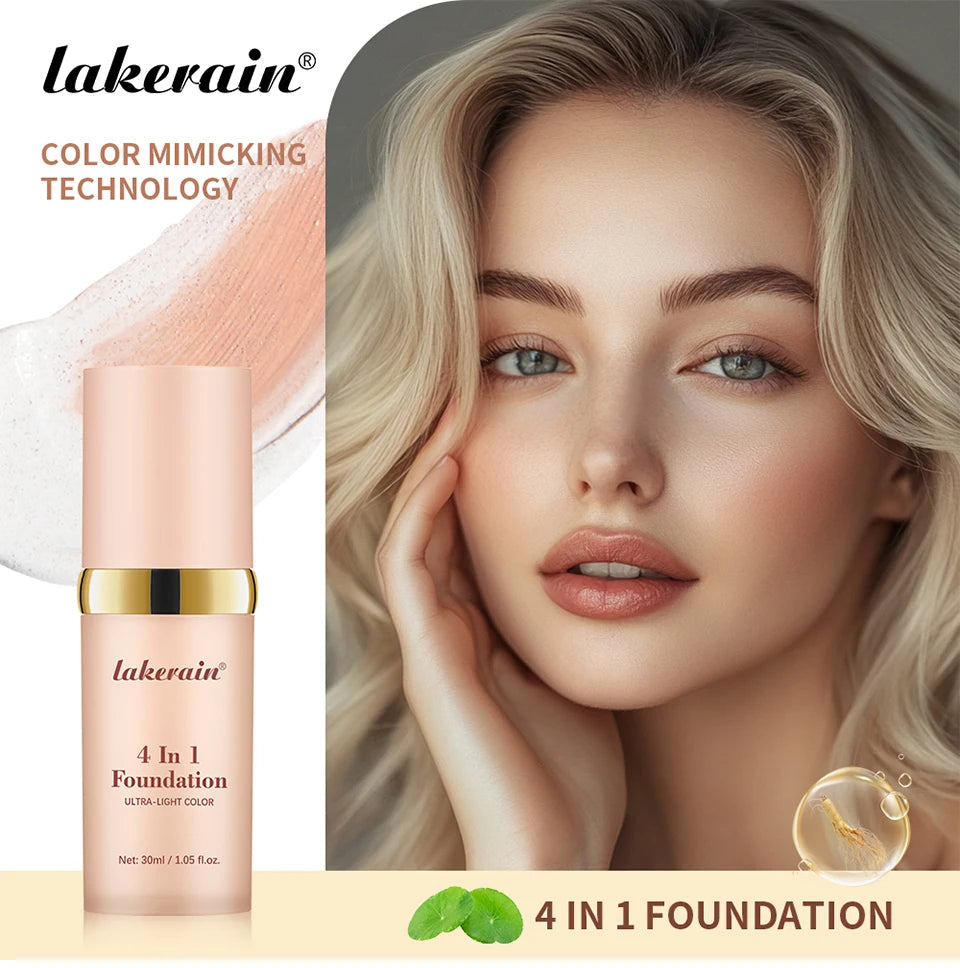 Color Changing Foundation 4 In 1 Moisturizer Longwearing Waterproof Concealer Even Skin Toning Sunscreen Spf 30 Whitening Makeup