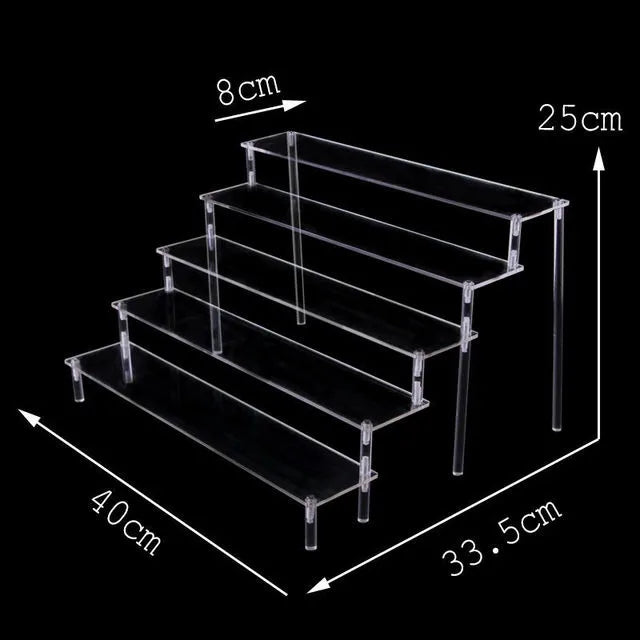 Acrylic Riser Display Shelf,3 Tier Display Stand for Amiibo Funko POP Figures,Cupcake Perfume Organizer Makeup Collection Doll