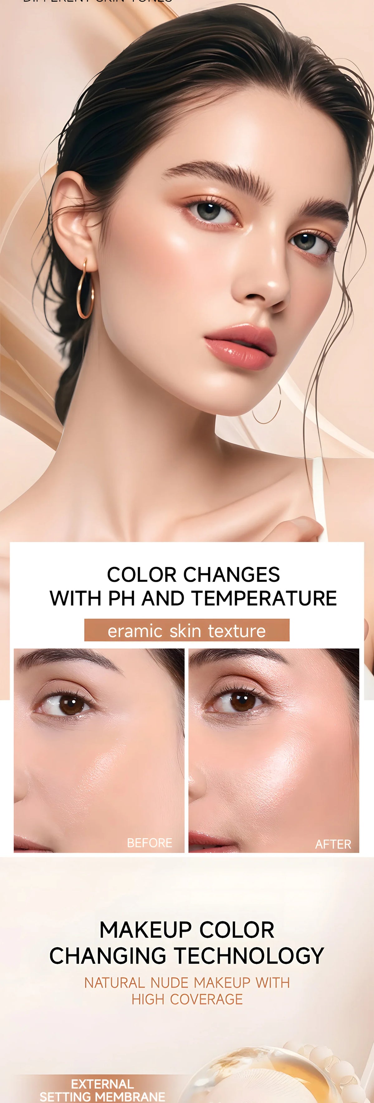 O'CHEAL Temperature Changing Foundation Stick Facial Coverage Blemishes Pores Double-Headed Face Matte Makeup Foundation Cream